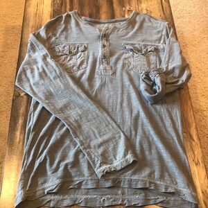 Calvin Klein Jeans Men’s Large Gray Roll Tab Sleeve 3/4 Button Henley